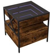 Маса за кафе с Infinity LED, опушен дъб, 50x50x51 см
