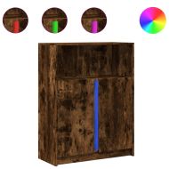 Сайдборд с LED, опушен дъб, 77x34x100 см, инженерно дърво