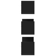 Стенни рафтове, 3 бр, черни, 58x18x18 см, инженерно дърво