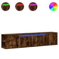 Стенен ТВ шкаф с LED, опушен дъб, 180x31x39,5 см