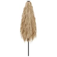 Градински чадър с LED и стоманен прът, кафяв, 288x288x225 см