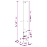 Гардероб, дъб артизан, 30x50x200 см, инженерно дърво