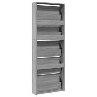 Шкаф за обувки с огледало, 5 нива, сив сонома, 63x17x169,5 см