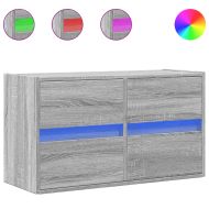 Стенен ТВ шкаф с LED осветление, сив сонома, 80x31x45 см