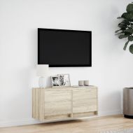Стенен ТВ шкаф с LED осветление, сонома дъб, 80x31x38 см