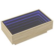 Маса за кафе с LED, сонома дъб, 90x50x30 см, инженерно дърво