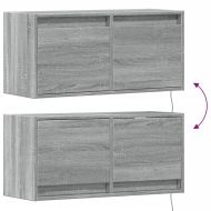 Стенен ТВ шкаф с LED осветление, сив сонома, 80x31x38 см