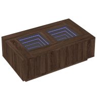 Маса за кафе с Infinity LED, кафяв дъб, 116x69x40 см