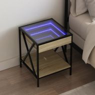 Нощна масичка с Infinity LED, дъб сонома, 40x40x49 см