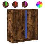 Сайдборд с LED, опушен дъб, 77x34x85 см, инженерно дърво