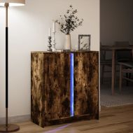 Сайдборд с LED, опушен дъб, 77x34x85 см, инженерно дърво
