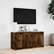 ТВ шкаф с LED, опушен дъб, 100x34x50 см, инженерно дърво