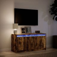 ТВ шкаф с LED, опушен дъб, 100x34x50 см, инженерно дърво