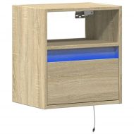 Стенен ТВ шкаф с LED осветление, сонома дъб, 41x31x45 см