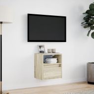 Стенен ТВ шкаф с LED осветление, сонома дъб, 41x31x45 см