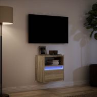 Стенен ТВ шкаф с LED осветление, сонома дъб, 41x31x45 см