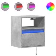 Стенни ТВ шкафове с LED лампи, 2 бр, бетонно сиви, 41x31x45 см