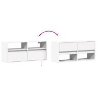 Стенен ТВ шкаф с LED осветление, бял, 100x31x45 см