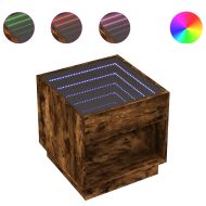 Нощна масичка с Infinity LED, опушен дъб, 50x50x50 см