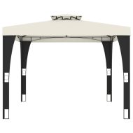 Беседка с двоен покрив, кремава, 2,98x2,98 м, стомана