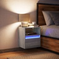Нощно шкафче за стена с LED осветление, сив сонома
