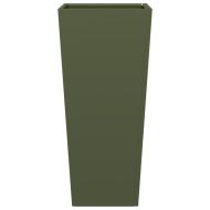 Градинска кашпа, маслиненозелена, 35x35x75 см, стомана