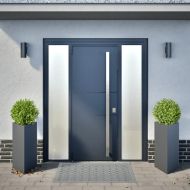 Градински кашпи, 2 бр, антрацит, триъгълна 40x34,5x70см стомана