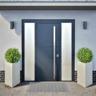 Градински кашпи, 2 бр, бели, триъгълна, 50x43x75 см, стомана