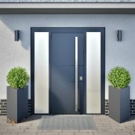 Градински кашпи, 2 бр, антрацит, триъгълна, 50x43x75см, стомана