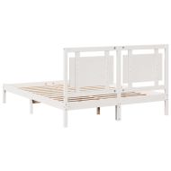 Рамка за легло без матрак, бял, 160x220 см, масивна дървесина