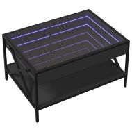 Маса за кафе с Infinity LED, черна, 70x50x38 см