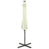 Конзолен градински чадър с прът и LED светлини, пясъчен, 300 см