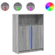 Сайдборд с LED, сив сонома, 77x34x100 см, инженерно дърво