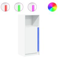 Сайдборд с LED, бял, 42,5x34x100 см, инженерно дърво