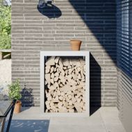 Стойка за дърва за огрев, бяла, 60x40x80 см, стомана