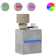 Стенен ТВ шкаф с LED осветление, бетонно сив, 41x31x45 см