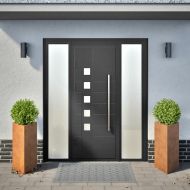 Градински кашпи, 2бр, триъгълни, 40x40x75см, атмосферна стомана