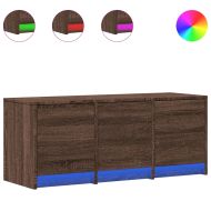 ТВ шкаф с LED, кафяв дъб, 97x34x40 см, инженерно дърво