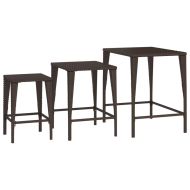 Градински стифиращи маси, 3 бр, кафяви, полиратан
