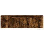 Стенен ТВ шкаф с LED осветление, опушен дъб, 135x31x39,5 см