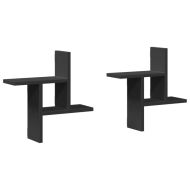 Стенни рафтове, 2 бр, черни, 38x12x38 см, инженерно дърво