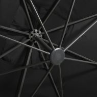 Конзолен градински чадър с прът и LED светлини, черен, 300 см