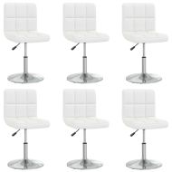 Трапезни столове, 6 бр, бели, изкуствена кожа