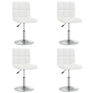 Трапезни столове, 4 бр, бели, изкуствена кожа