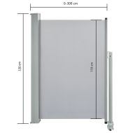 Прибираща се странична тента, 120х300 см, сива