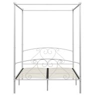 Рамка за легло с балдахин, бяла, метал, 160x200 см