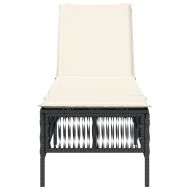 Шезлонг с шалте, черен, полиратан