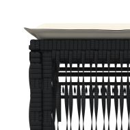 Шезлонг с шалте, черен, полиратан