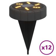 Соларни земни лампи със земни шипове външни 12 бр топло бяло