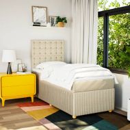 Боксспринг легло с матрак, кремава, 80x200 см, плат